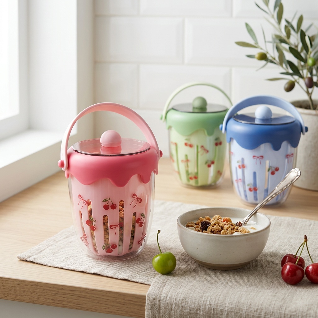 Baby Food Yogurt - Plastikowy dwuwarstwowy pojemnik na owsiankę na