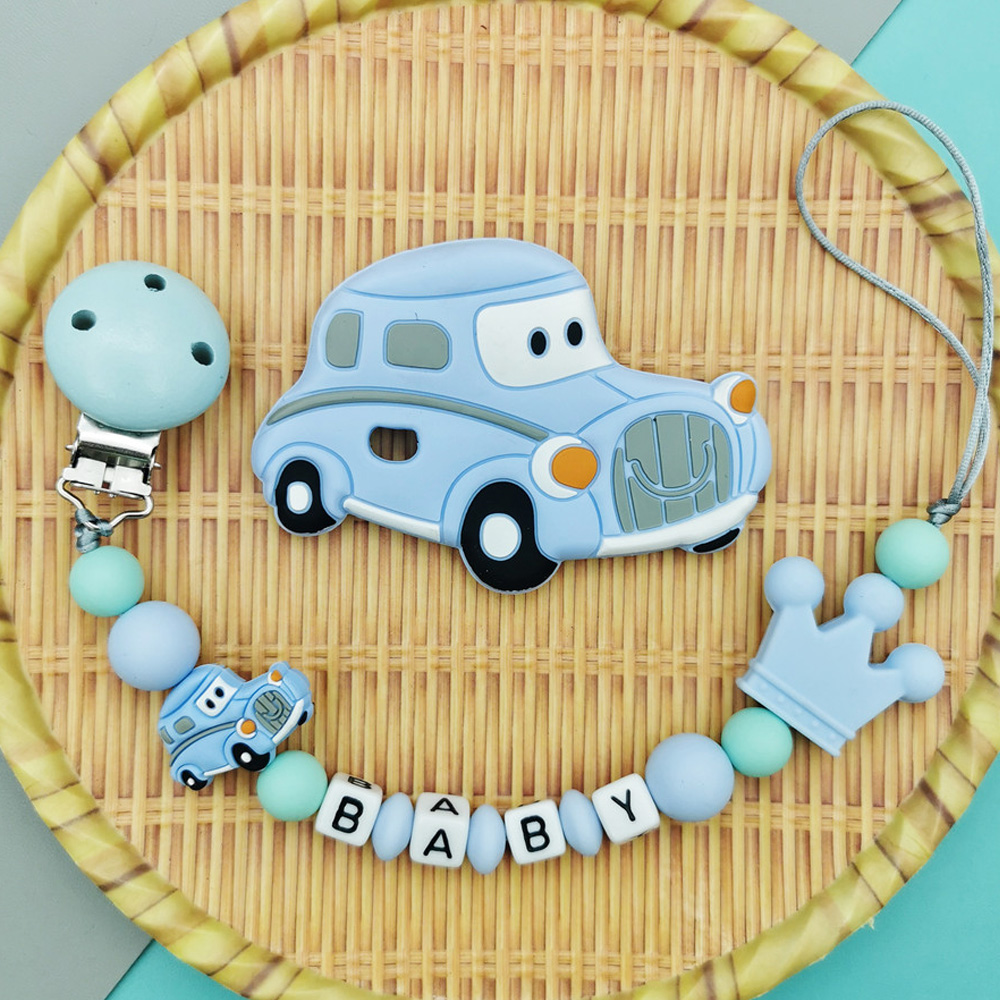 Baby Food Teether - Silikonowe samochody klasyczne smoczek z klipsem