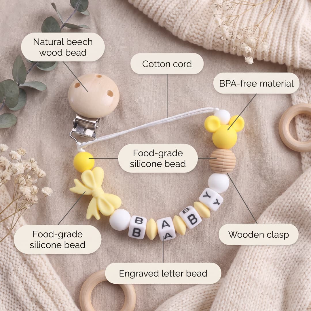 Silikonowy uchwyt na gryzak dl – Baby Food Yellow recenzja i cena